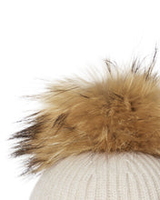 Load image into Gallery viewer, N.Peal Women&#39;s Ribbed Cashmere Hat With Detachable Pom Ecru White Sparkle
