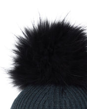 Load image into Gallery viewer, N.Peal Unisex Ribbed Cashmere Hat With Detachable Pom Grigio Blue
