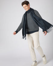 Load image into Gallery viewer, N.Peal Unisex Large Woven Cashmere Scarf Grigio Blue
