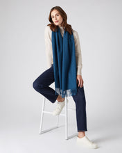 Load image into Gallery viewer, N.Peal Unisex Large Woven Cashmere Scarf Lagoon Blue
