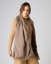 Load image into Gallery viewer, N.Peal Women&#39;s Meribel Woven Fur Trim Scarf Dark Tan Brown
