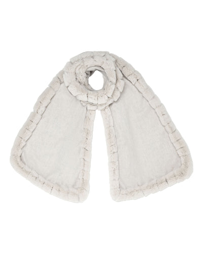 N.Peal Women's Cashmere Scarf With Fur Trim Pebble Grey