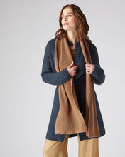 Load image into Gallery viewer, N.Peal Unisex Short Ribbed Cashmere Scarf Dark Camel Brown

