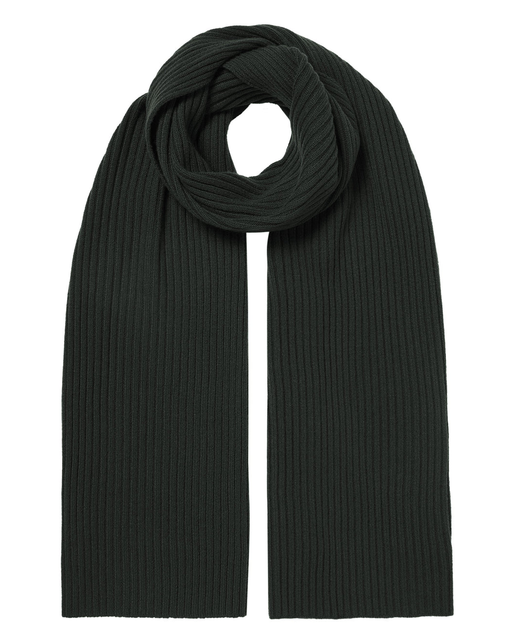 N.Peal Unisex Short Ribbed Cashmere Scarf Dark Green