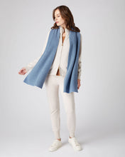Load image into Gallery viewer, N.Peal Unisex Short Ribbed Cashmere Scarf Faded Indigo Blue
