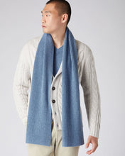 Load image into Gallery viewer, N.Peal Unisex Short Ribbed Cashmere Scarf Faded Indigo Blue
