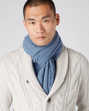 Load image into Gallery viewer, N.Peal Unisex Short Ribbed Cashmere Scarf Faded Indigo Blue

