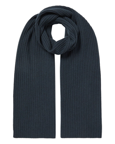 N.Peal Unisex Short Ribbed Cashmere Scarf Grigio Blue