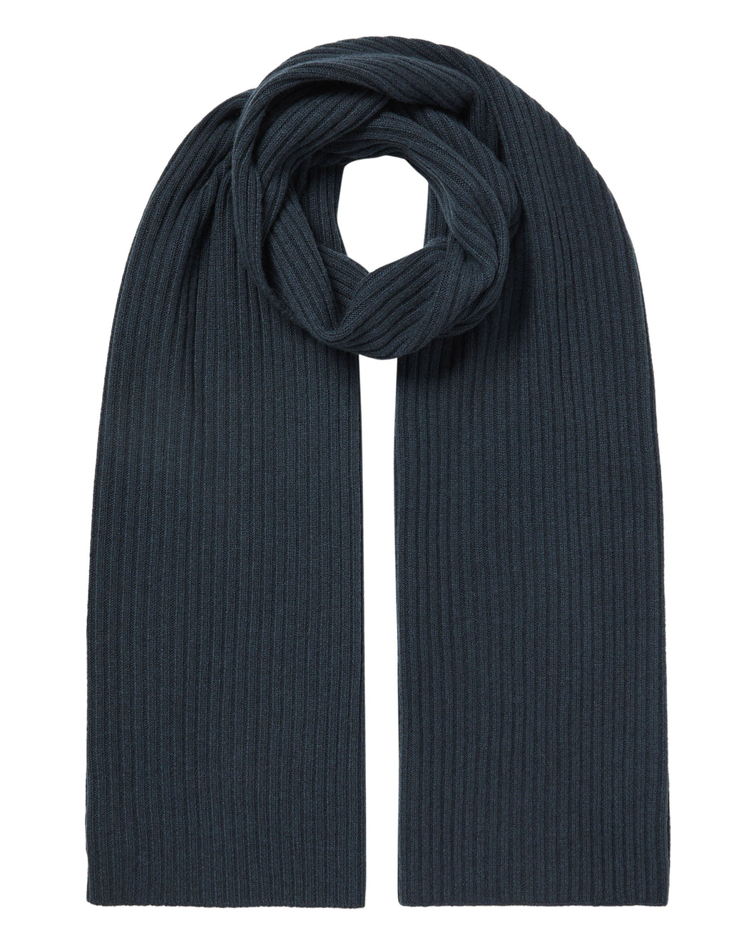 N.Peal Unisex Short Ribbed Cashmere Scarf Grigio Blue