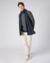 Load image into Gallery viewer, N.Peal Unisex Short Ribbed Cashmere Scarf Grigio Blue
