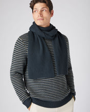 Load image into Gallery viewer, N.Peal Unisex Short Ribbed Cashmere Scarf Grigio Blue
