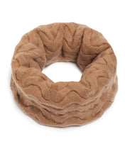 Load image into Gallery viewer, N.Peal Unisex Cable Cashmere Snood Dark Camel Brown
