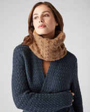Load image into Gallery viewer, N.Peal Unisex Cable Cashmere Snood Dark Camel Brown
