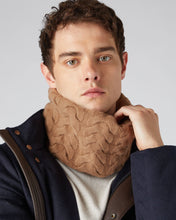 Load image into Gallery viewer, N.Peal Unisex Cable Cashmere Snood Dark Camel Brown
