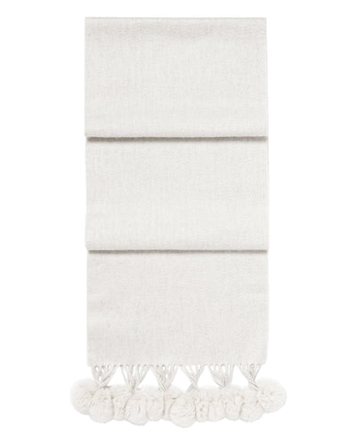 N.Peal Women's Fur Bobble Woven Cashmere Scarf Pebble Grey