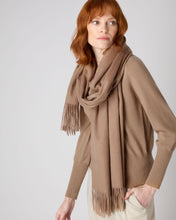 Load image into Gallery viewer, N.Peal Women&#39;s Woven Cashmere Shawl Dark Tan Brown
