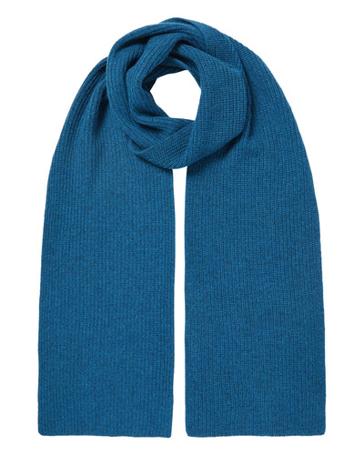 N.Peal Unisex Ribbed Cashmere Scarf Lagoon Blue