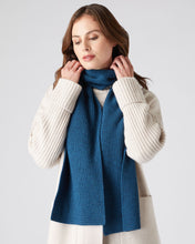 Load image into Gallery viewer, N.Peal Unisex Ribbed Cashmere Scarf Lagoon Blue
