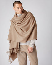 Load image into Gallery viewer, N.Peal Unisex Woven Cashmere Blanket Dark Tan Brown
