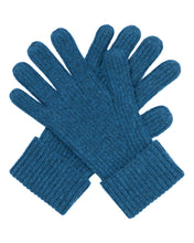 Load image into Gallery viewer, N.Peal Men&#39;s Ribbed Cashmere Gloves Lagoon Blue

