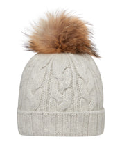 Load image into Gallery viewer, N.Peal Unisex Chunky Cable Cashmere Pom Hat Fumo Grey
