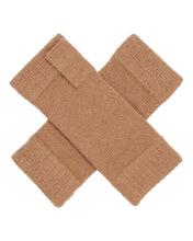 Load image into Gallery viewer, N.Peal Unisex Fingerless Cashmere Gloves Dark Camel Brown
