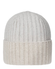 Load image into Gallery viewer, N.Peal Unisex Chunky Rib Contrast Cashmere Hat Pebble Grey
