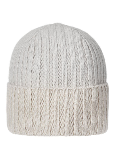 N.Peal Unisex Chunky Rib Contrast Cashmere Hat Pebble Grey