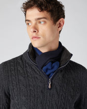 Load image into Gallery viewer, N.Peal Men&#39;s Two Tone Small Cashmere Scarf Navy Blue + French Blue

