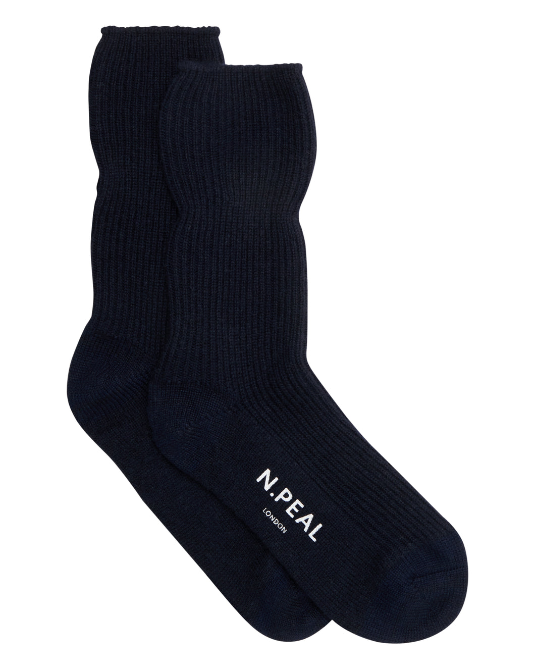 Cashmere Rib Bed Sock in Navy