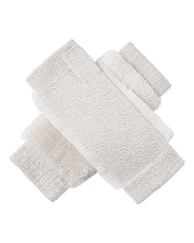 N.Peal Women's Fur Top Cashmere Wristwarmers Pebble Grey