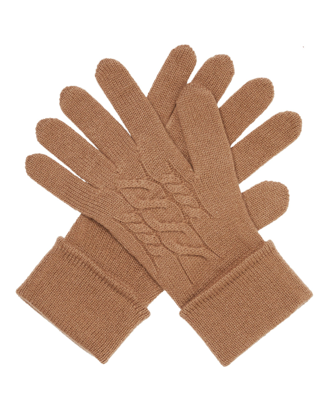 N.Peal Women's Cable Cashmere Gloves Dark Camel Brown
