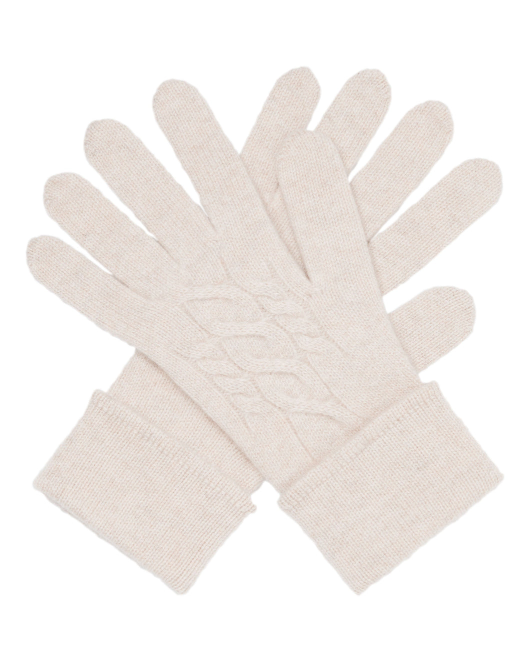 N.Peal Women's Cable Cashmere Gloves Heather Beige Brown