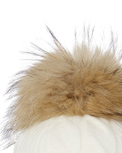 Load image into Gallery viewer, N.Peal Women&#39;s Cable Cashmere Hat With Fur Pom New Ivory White
