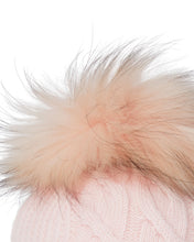 Load image into Gallery viewer, N.Peal Women&#39;s Cable Cashmere Hat With Fur Pom Quartz Pink
