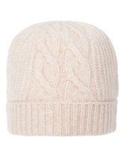 Load image into Gallery viewer, N.Peal Women&#39;s Cable Rib Cashmere Hat Heather Beige Brown
