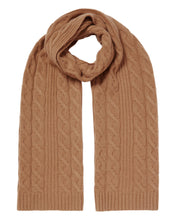 Load image into Gallery viewer, N.Peal Women&#39;s Cable Rib Cashmere Scarf Dark Camel Brown

