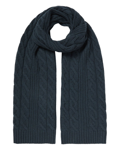N.Peal Women's Cable Rib Cashmere Scarf Grigio Blue