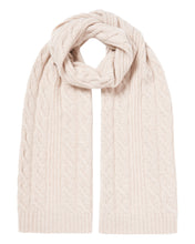 Load image into Gallery viewer, N.Peal Women&#39;s Cable Rib Cashmere Scarf Heather Beige Brown
