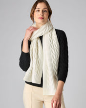 Load image into Gallery viewer, N.Peal Women&#39;s Cable Rib Cashmere Scarf New Ivory White
