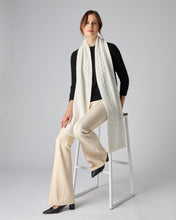 Load image into Gallery viewer, N.Peal Women&#39;s Cable Rib Cashmere Scarf New Ivory White
