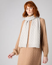 Load image into Gallery viewer, N.Peal Women&#39;s Cable Rib Cashmere Scarf Pebble Grey
