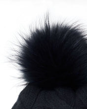 Load image into Gallery viewer, N.Peal Unisex Chunky Cable Cashmere Hat With Pom Navy Blue
