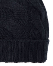 Load image into Gallery viewer, N.Peal Unisex Chunky Cable Cashmere Hat Navy Blue
