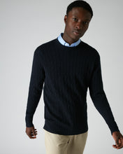 Load image into Gallery viewer, Men&#39;s The Thames Cable Round Neck in Navy
