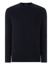 Load image into Gallery viewer, Men&#39;s The Thames Cable Round Neck in Navy
