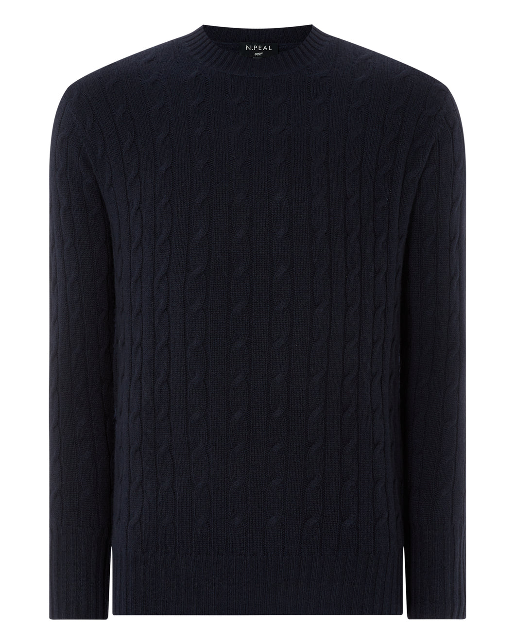 Men's The Thames Cable Round Neck in Navy