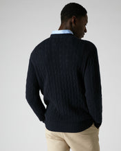 Load image into Gallery viewer, Men&#39;s The Thames Cable Round Neck in Navy
