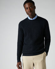 Load image into Gallery viewer, Men&#39;s The Thames Cable Round Neck in Navy

