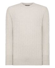 Load image into Gallery viewer, N.Peal Men&#39;s The Thames Cable Cashmere Jumper Pebble Grey
